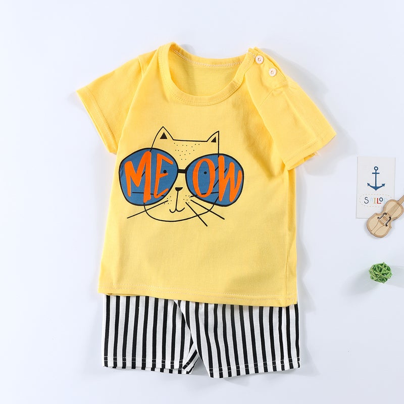 Summer Children'S Short-Sleeved Shorts Suit Pure Cotton T-Shirt For Boys And Girls Baby Thin Children'S Wear - Image 5