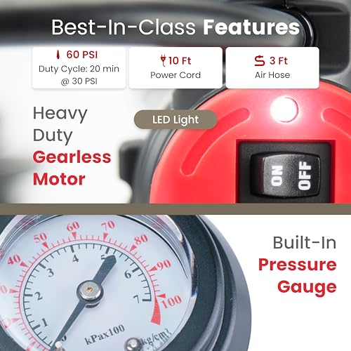 VIAIR 84P - 00084 Tire Inflator Portable Air Compressor for Car, Truck & SUV | 12V On/Offroad Heavy Duty Pump 60 PSI, Cigarette Plug, Press-On Chuck - Image 3