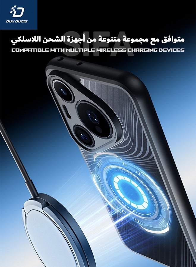 DUX DUCIS Huawei Pura 70 Pro Case with Lanyard, Anti-Drop Slim Shockproof Frosted Back Cover, [Support Magsafe][SGS Dropproof Certification][Streamline Texture] Case for HUAWEI Pura 70 Pro, Black - Image 2