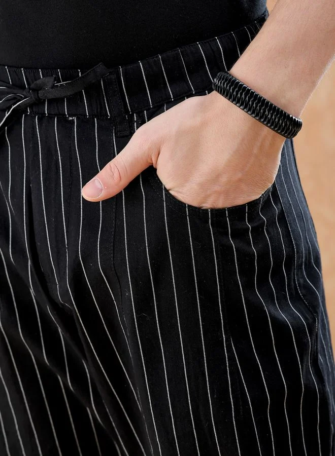 The Indian Garage Co Men Loose Fit Striped Mid-Rise Casual Trousers