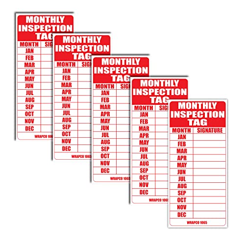 Wrapco Graphics Monthly Inspection Tag 5" x 2" (5 Pack) Self Adhesive Vinyl Sticker Decal Indoor/Outdoor - Image 4