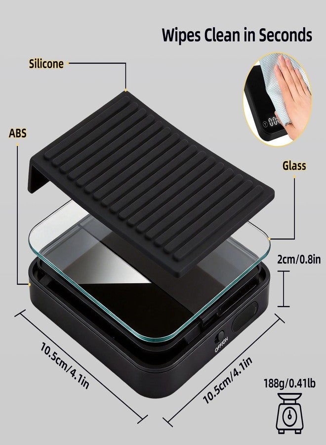 ShanSon Mini Coffee Scale with Timer,0.1g High Precision Espresso Scale,2kg/0.1g Digital Kitchen Scale with Flow Rate,USB-C Rechargeable,Waterproof Surface,Auto Timer for Pour Over & Espresso,Black - Image 2