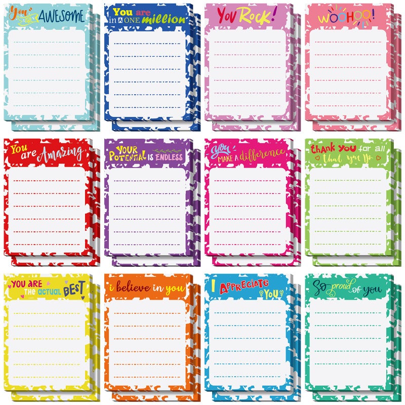 Yinder 24 Pack Inspirational Sticky Notes Motivational Notepads Appreciation Sticky Notes Funny Memo Pads Positive Note Bulk 3 x 4 Gift for Women Nurse Teacher Office SuppliesClassicAppreciation - Image 2