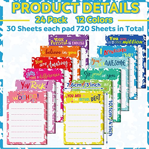 Yinder 24 Pack Inspirational Sticky Notes Motivational Notepads Appreciation Sticky Notes Funny Memo Pads Positive Note Bulk 3 x 4 Gift for Women Nurse Teacher Office SuppliesClassicAppreciation - Image 3