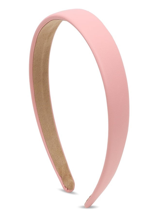 AMCAMI 1 Inch Pink PU Leather Headband Plain Solid Head Band Wide Thick Headbands Non-slip Hair Accessories for Women Girls - Image 1
