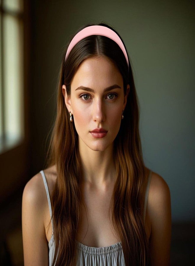 AMCAMI 1 Inch Pink PU Leather Headband Plain Solid Head Band Wide Thick Headbands Non-slip Hair Accessories for Women Girls - Image 5