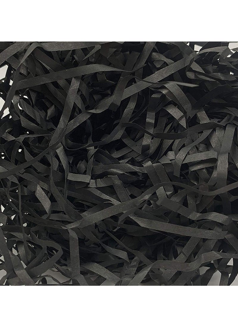 100 Grams Raffia Gift Filler Paper Shreds Grass Craft Shredded Tissue for Basket Filling Decoration Box DIY Packaging and Party Supplies Accessories Black - Image 1
