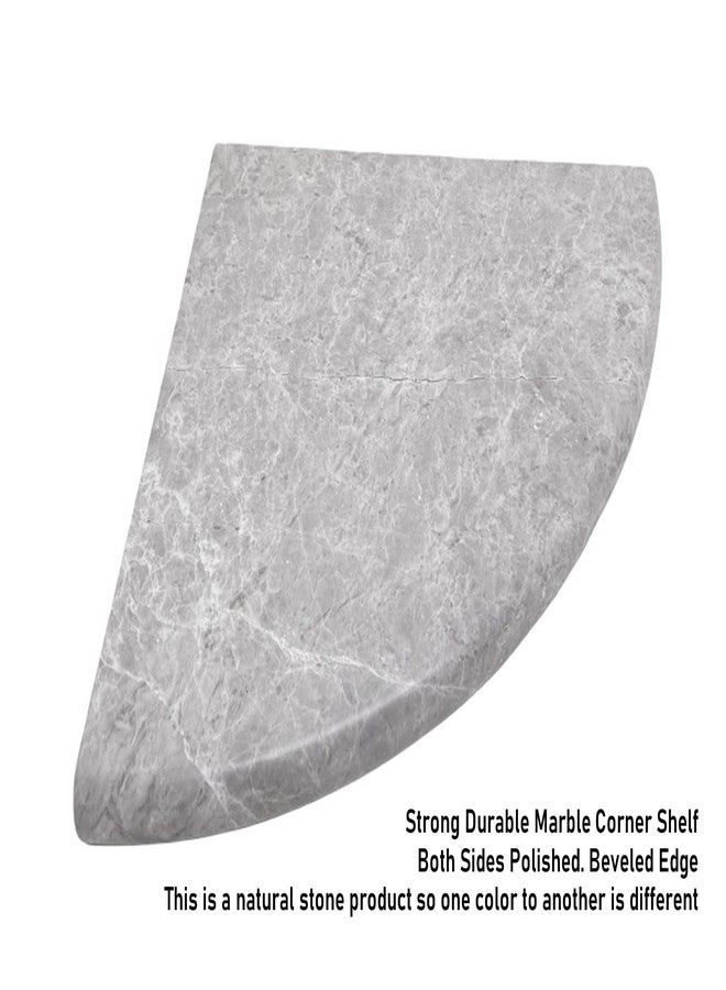 Tenedos Premium Quality Silver Gray Marble Bathroom Corner Shelf Grey Polished 9'' (1) - Image 3
