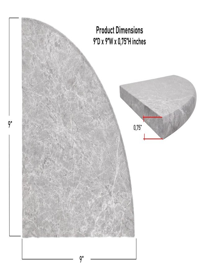 Tenedos Premium Quality Silver Gray Marble Bathroom Corner Shelf Grey Polished 9'' (1) - Image 2