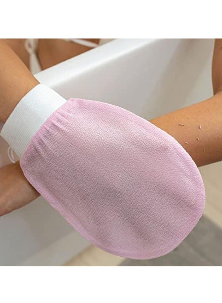 2 Pcs Korean Exfoliating Body Glove For Cleaning The Skin Korean Loofah ,Used for Exfoliating Exfoliator Scrub Mitten for Bath and Shower Use (Pink+Green)  - Image 4