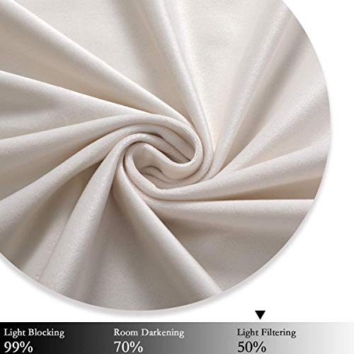 SPXTEX Cream White Velvet Curtains 90 Inches Long - Grommet Thermal Insulated Window Treatment for Bedroom, Light Filtering Drapes Set of 2 Panels - Image 5