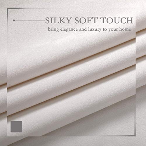 SPXTEX Cream White Velvet Curtains 90 Inches Long - Grommet Thermal Insulated Window Treatment for Bedroom, Light Filtering Drapes Set of 2 Panels - Image 3