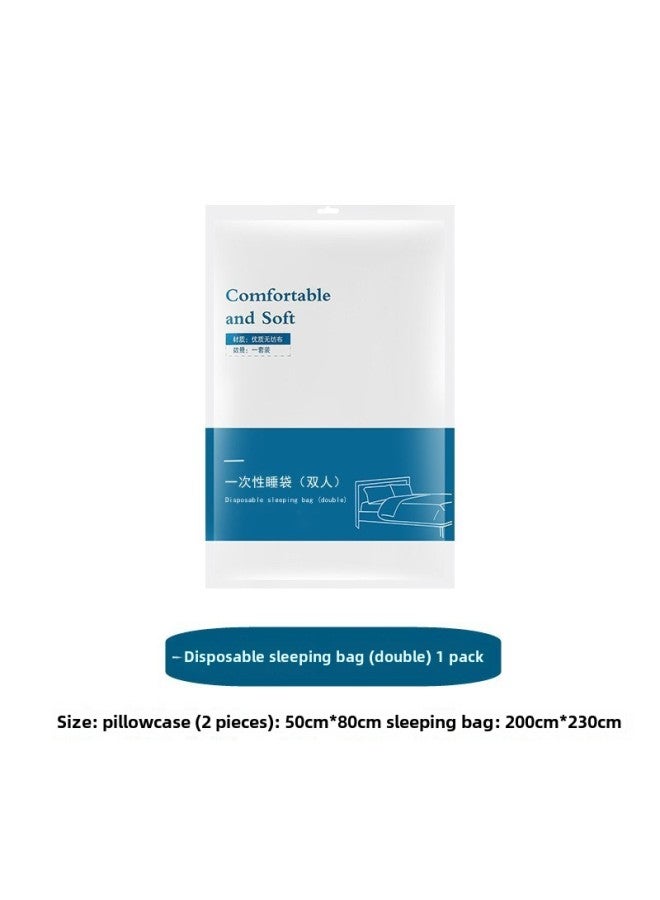 Disposable Bed Sheet Quilt Cover Pillowcase Quilt Cover Double Four-piece Travel Hotel Travel Bedding Dirty Bath Towel-Color:Double Sleeping Bag 200*220CM - Image 1
