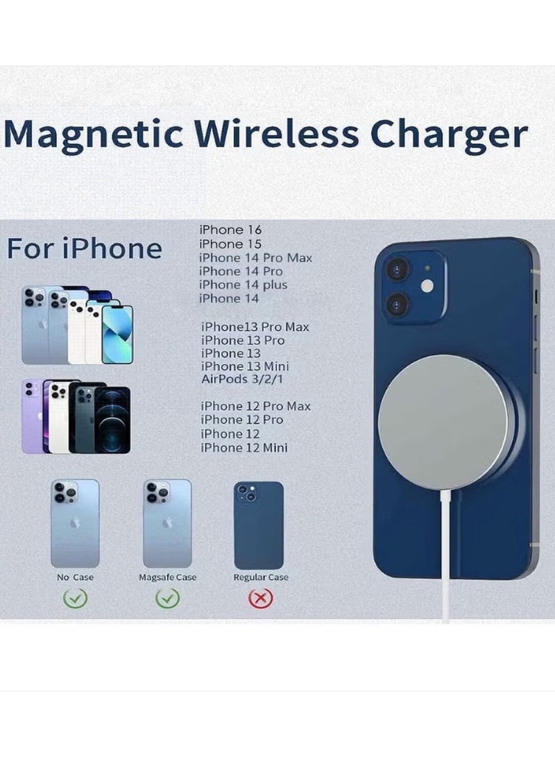 Concretization MagSafe Charger【MFI/UACK Certified】 USB C Fast Charger,Wireless Magnetic Fast PD Charging 15W Compatibility with iPhone 16/15/14,14 Plus,14 Pro,14 Pro Max , 13,12 series,AirPods Pro2 - Image 2
