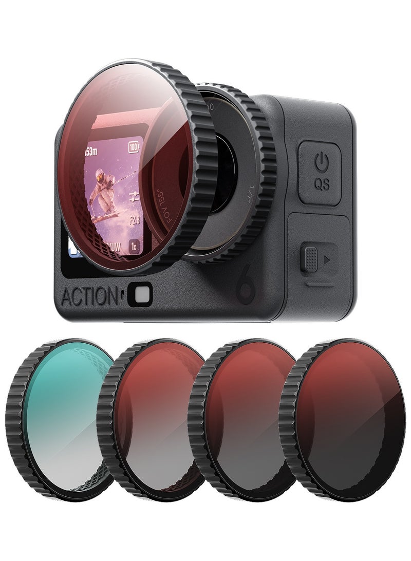 aMagisn 4-Pack For DJI Action 6 Action Camera Filter Set, CPL/ND8/ND16/ND32 Snap-On Filters, Multi-Layer Coated, Quick Release - Image 1