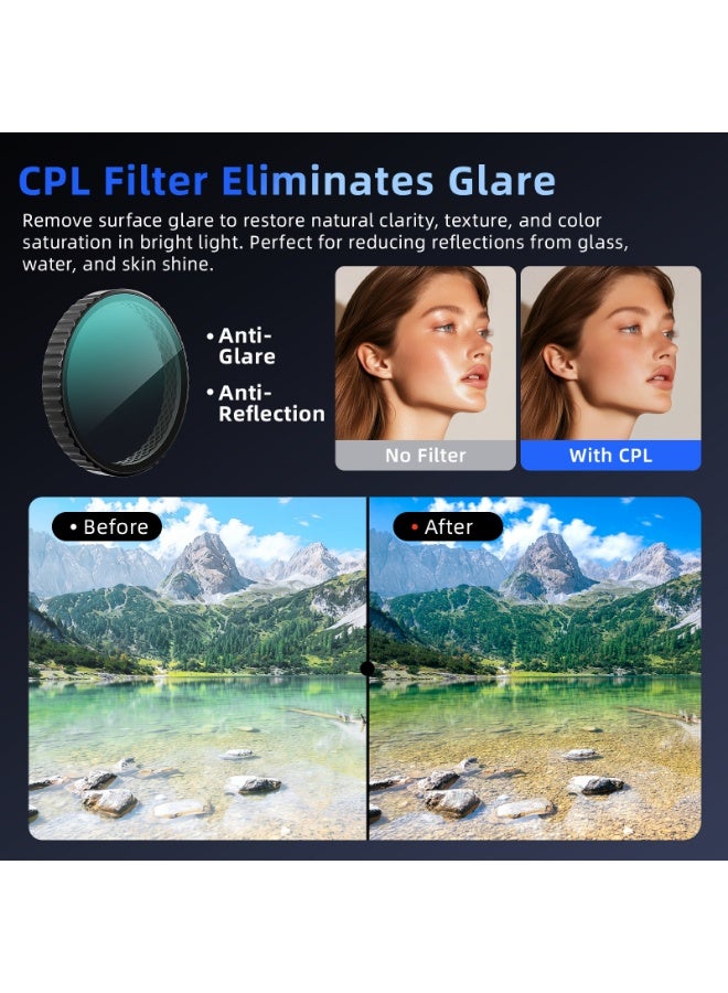 aMagisn 4-Pack For DJI Action 6 Action Camera Filter Set, CPL/ND8/ND16/ND32 Snap-On Filters, Multi-Layer Coated, Quick Release - Image 5