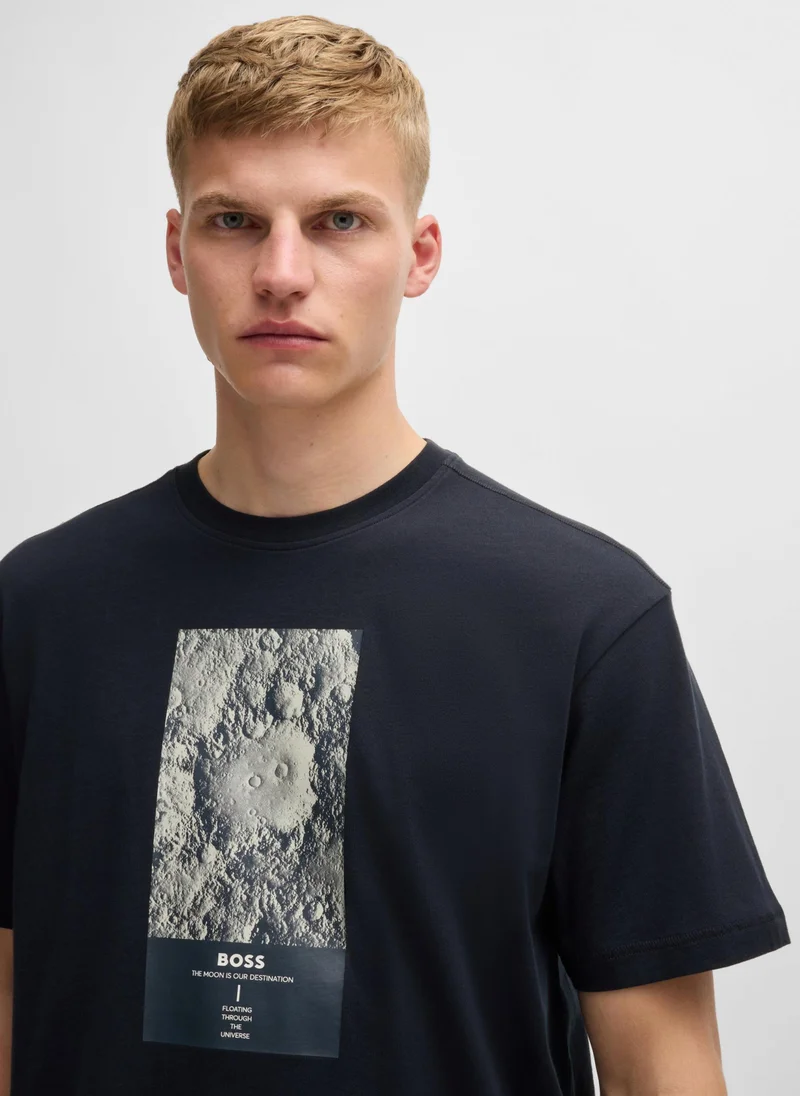 BOSS Cotton-jersey relaxed-fit T-shirt with seasonal graphic