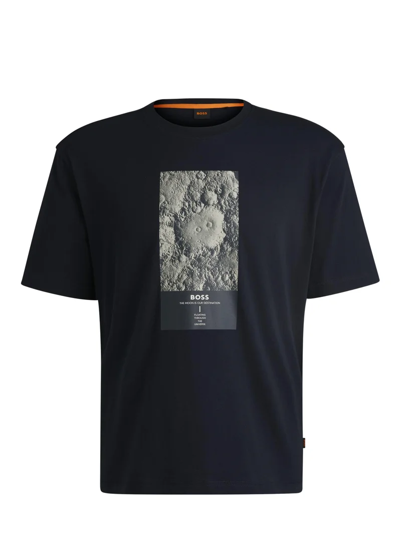 BOSS Cotton-jersey relaxed-fit T-shirt with seasonal graphic
