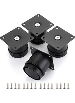 Generic 4Pcs Stainless Steel Furniture Legs Metal Cabinet Desk Legs Adjustable Round Metal Furniture Risers Replacement Legs Corner Feets Heavy Duty Table Leg Extenders for Sofa Chair 50*50mm Black  - Image 1