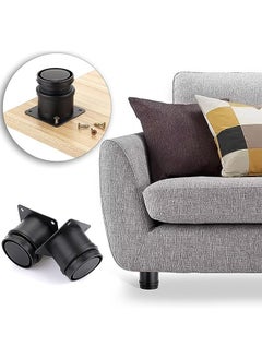 Generic 4Pcs Stainless Steel Furniture Legs Metal Cabinet Desk Legs Adjustable Round Metal Furniture Risers Replacement Legs Corner Feets Heavy Duty Table Leg Extenders for Sofa Chair 50*50mm Black  - Image 4