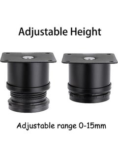 Generic 4Pcs Stainless Steel Furniture Legs Metal Cabinet Desk Legs Adjustable Round Metal Furniture Risers Replacement Legs Corner Feets Heavy Duty Table Leg Extenders for Sofa Chair 50*50mm Black  - Image 3