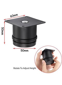 Generic 4Pcs Stainless Steel Furniture Legs Metal Cabinet Desk Legs Adjustable Round Metal Furniture Risers Replacement Legs Corner Feets Heavy Duty Table Leg Extenders for Sofa Chair 50*50mm Black  - Image 2