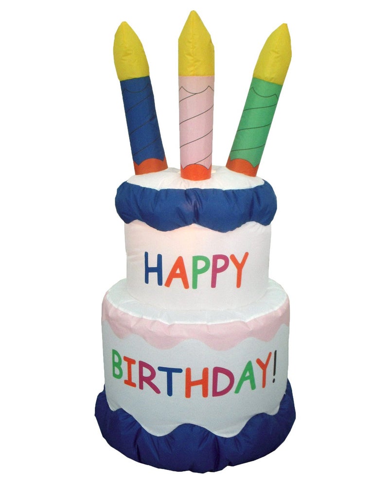 6 Foot Inflatable Happy Birthday Cake with Candles Yard Decoration