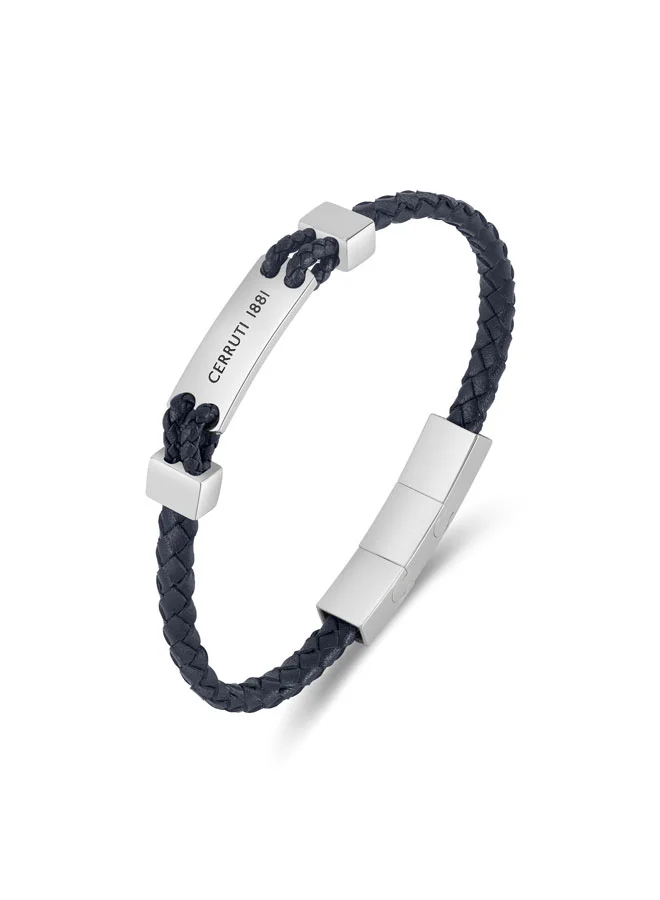 CERRUTI 1881 Alessandro Navy Braided Leather Bracelet for Men