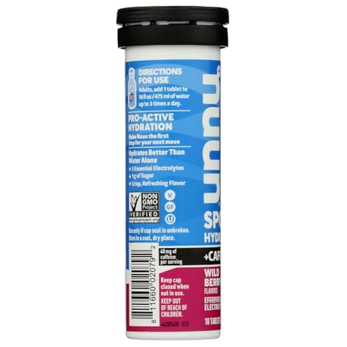 Nuun Sport + Caffeine: Electrolyte Drink Tablets, Wild Berry,10 Count (Pack of 1) - Image 2