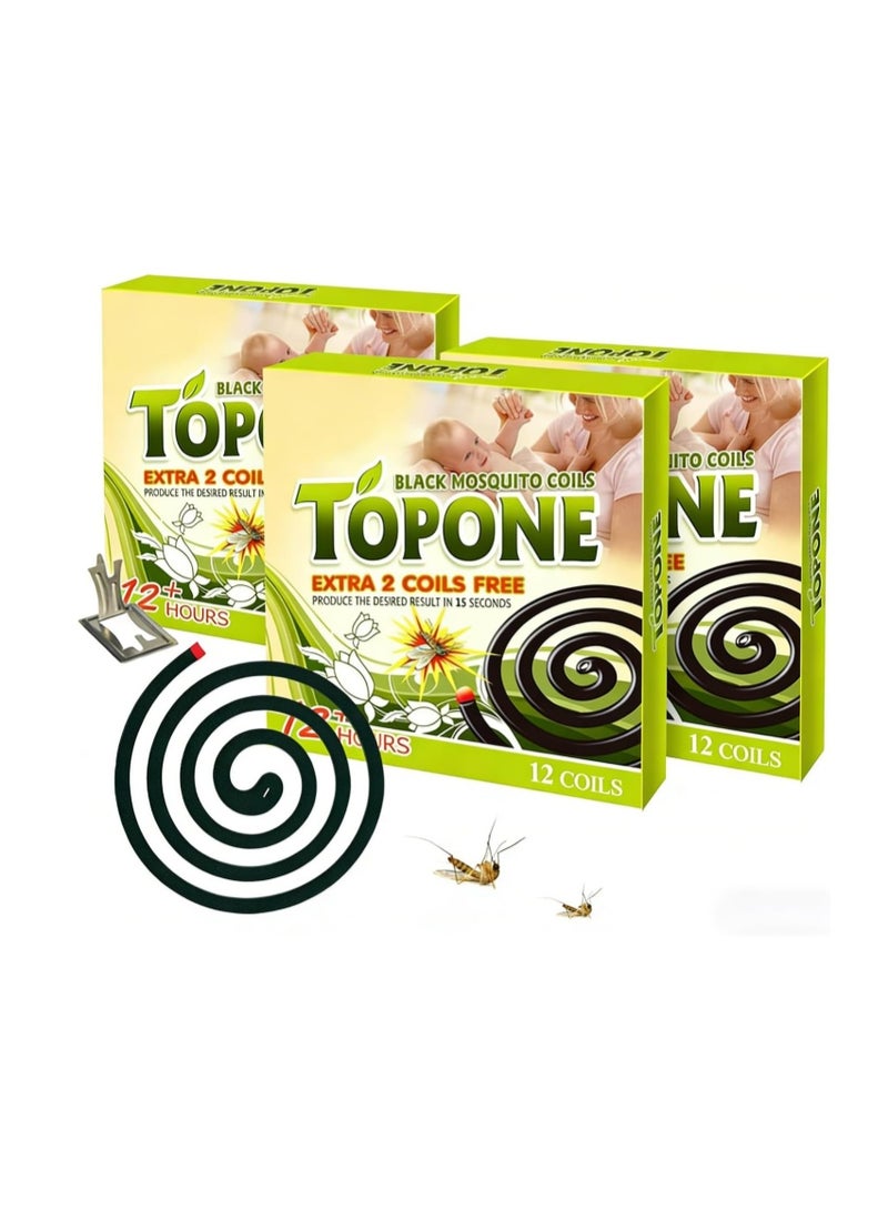 TOP ONE Topone Black Mosquito Coils - Pack of 3 (36 Coils Total) - Image 1