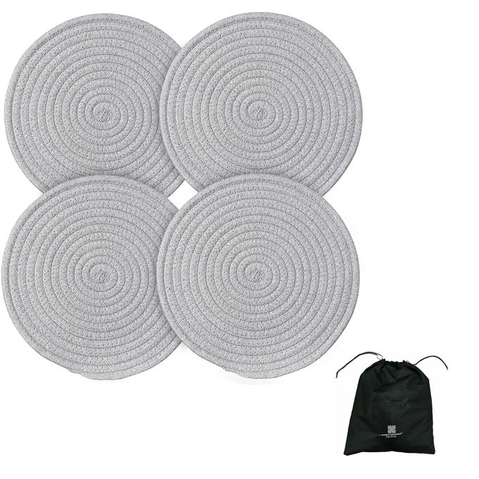 BOHO WASHABLE NON SLIP ROUND COTTON WATER ABSORBENT HOME OFFICE DECOR CENTRE COFFEE DINING TABLE MAT COVER KITCHEN RUNNERS PLACEMATS CLOTH FOR DISH FOR LIVING ROOM SET OF 4 PCS 41
