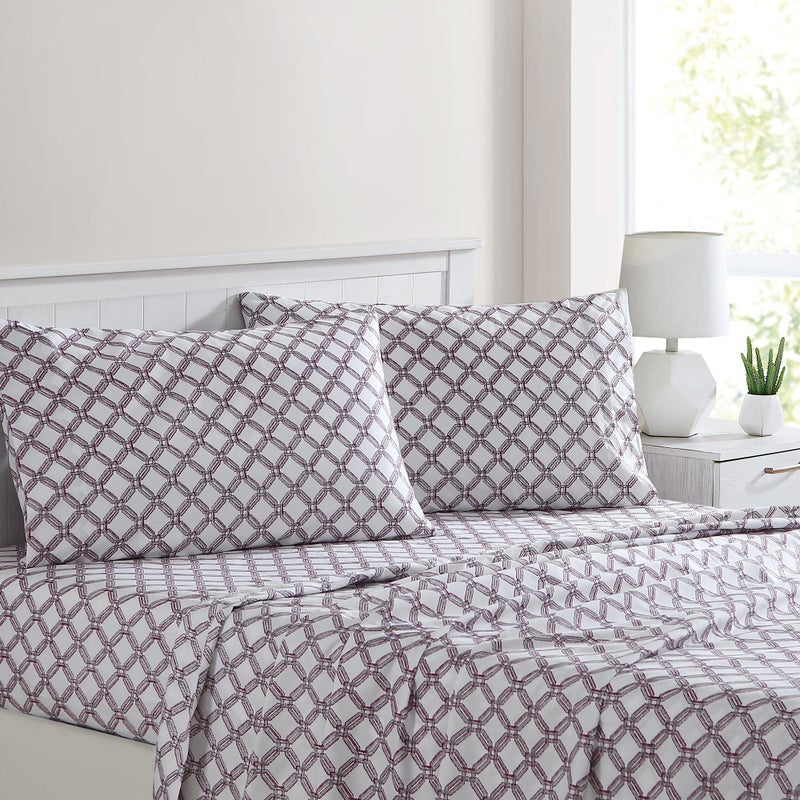 Modern Threads Printed 4Piece Extra Soft Bedding Sheets  Pillowcase Set Deep Pocket up to 16 inch Mattress Cara Queen