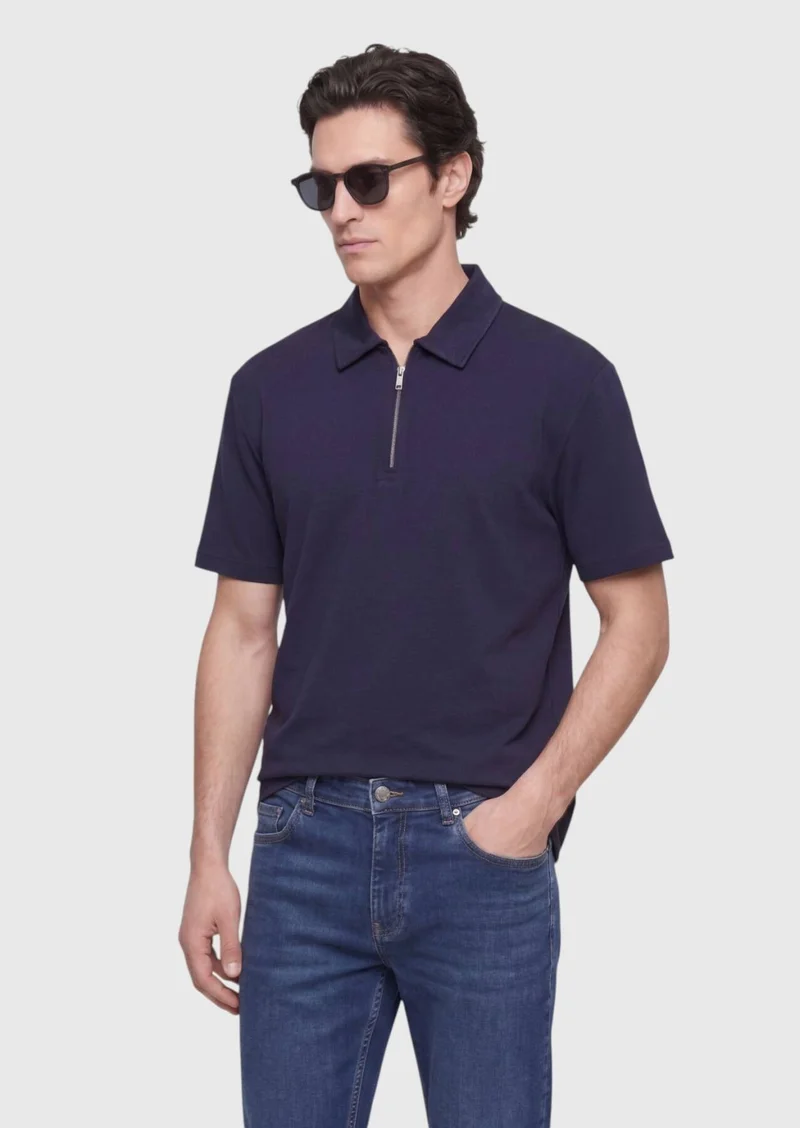 RAMSEY Navy Blue Plain T-Shirt