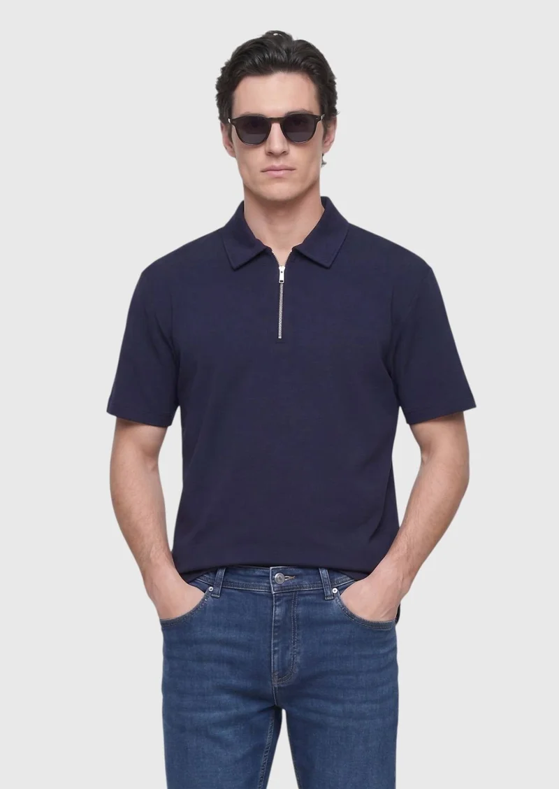 RAMSEY Navy Blue Plain T-Shirt