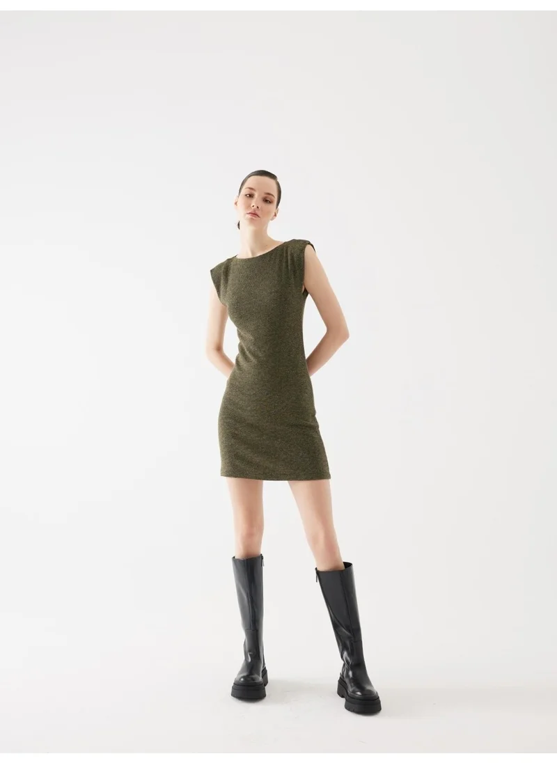 Juste Padded Green Knit Mini Dress