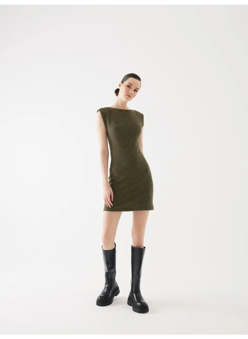 Juste Padded Green Knit Mini Dress