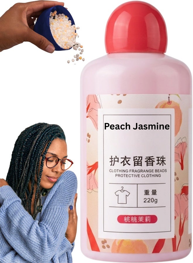 حبوب معطرة للملابس والعناية بالأقمشة – عبوة 220 جرام – معطر للملابس ومثبت رائحة طويل الأمد – بنكهة أزهار أوسمانثوس أولونغ، خوخ ياسمين، برتقال ومشمش – مع عامل تليين للأقمشة ونعومة طبيعية – مناسب للغسيل اليدوي والآلي – آمن على الجلد وذو تركيبة قابلة للذوبان – يحافظ على الأقمشة ناعمة، لامعة وخالية من الكهرباء الساكنة – للعناية بجميع أنواع الملابس، الأقمشة الرقيقة والسميكة، والملاءات والبطانيات - Image 1