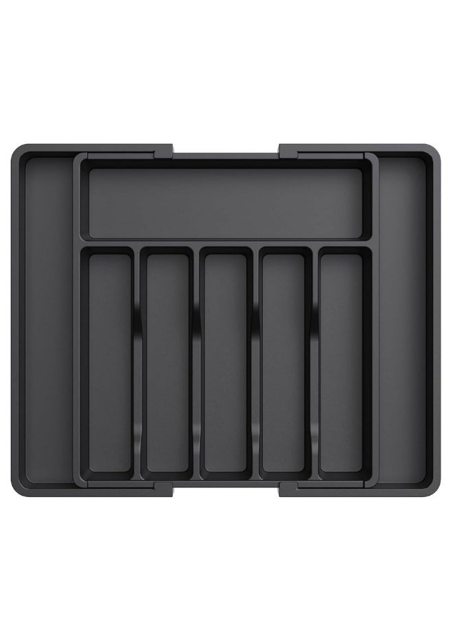 Large Expandable Silverware Drawer Organizer – Adjustable Utensil Tray for Kitchen, Premium Flatware  Cutlery Holder, Sturdy Plastic Storage for Spoons, Forks, Knives,  More - Image 1