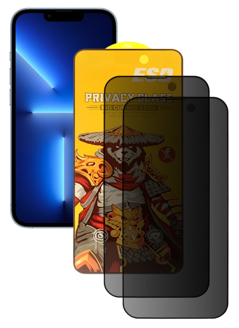 ESD 2 Pieces Tempered Dustproof Privacy Glass Screen Protector Compatible For iPhone 13 Pro Max - Image 1