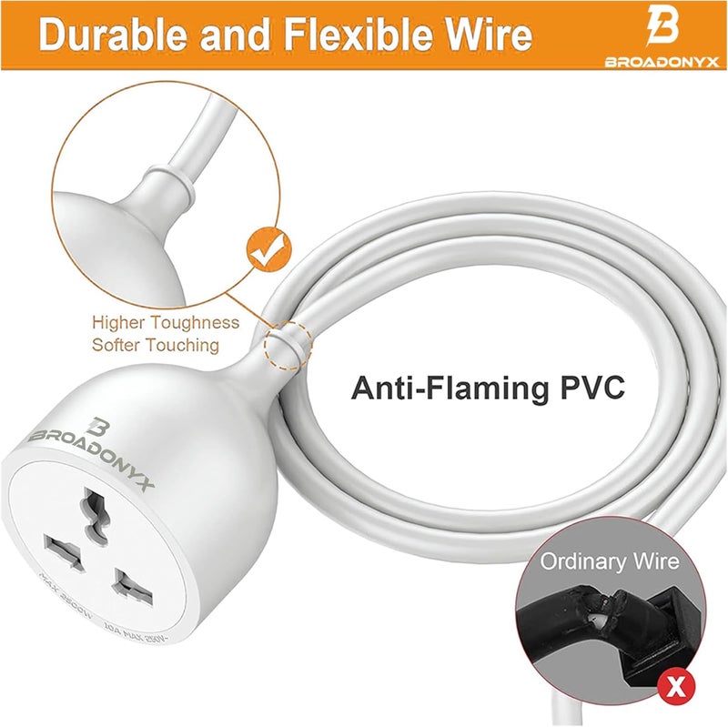 BROADONYX Power Strip Extension Cord 10M 1 Way Universal Socket with Pure Copper Wire Heavy Duty 2500W 10A uk Plug Long Cable Surge Protector for Home, Office, Appliances & Chargers - Image 4