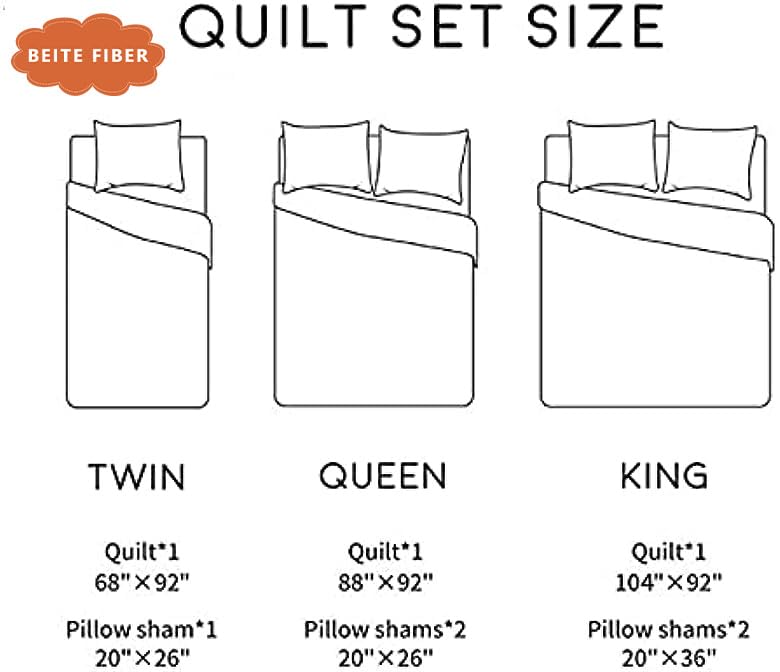 BEITE FIBER Bohemian Queen Size Quilt Comforter Sets 3 Pieces Quilts (1 Quilt, 2 Pillow Shams) Nordic Bedding Set Printed Coverlet with Pillowcase Lightweight Bedspread Set for All Seasons - Image 4