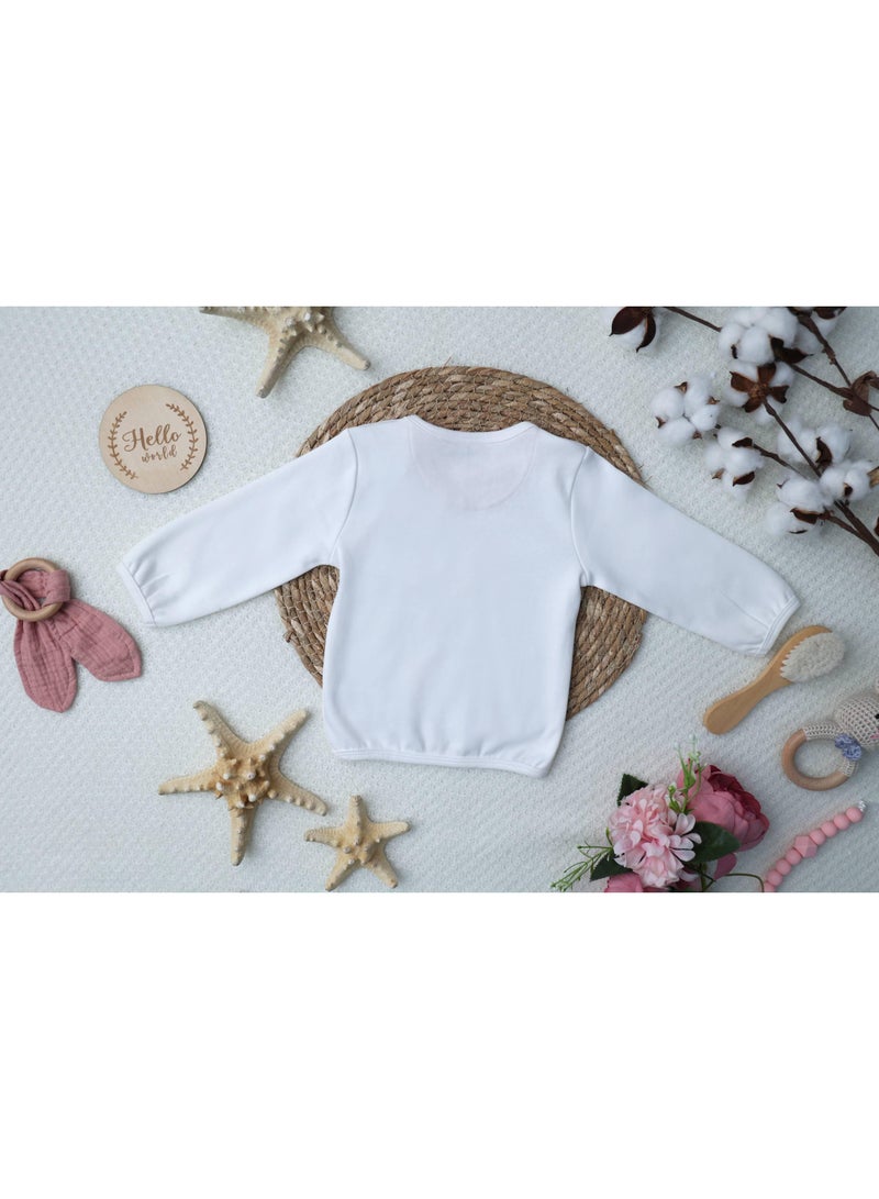 Sheer Hugs Casual Full Sleeve Top for Girls, Plain White - Image 2