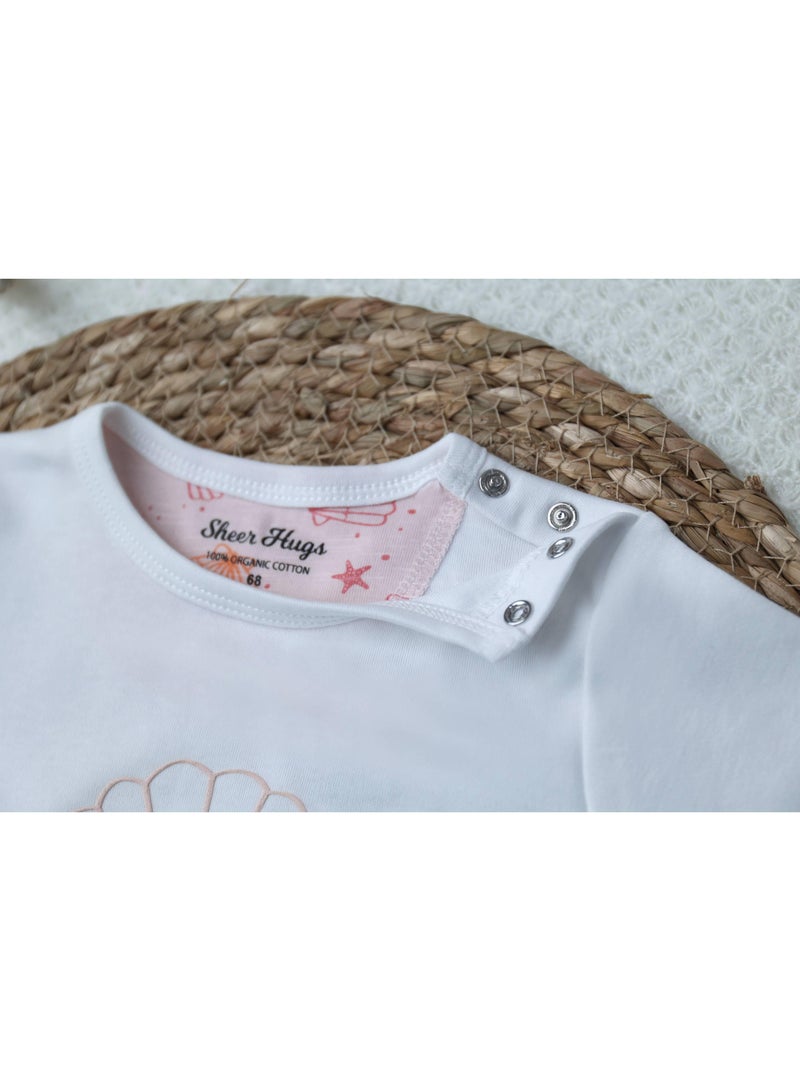 Sheer Hugs Casual Full Sleeve Top for Girls, Plain White - Image 3