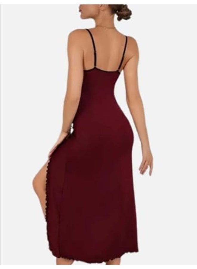 Hanady Long burgundy lingerie set in buttery white with black lace and a cup bra – One size fits up to 80 kg – HN 9033 - Image 3