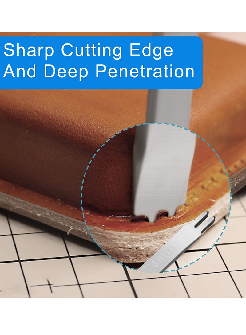 SYOSI Leather Tools, Leather Hole Punch, Leather Working Tools, Leather Craft Kits,Leather Stitching Punch 1+2+4 Prong Leather Punch Set, Lacing Stitching Sharp Iron, DIY Leather Tools（4mm） - Image 5