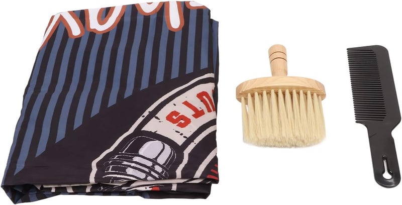 3Pcs Hair Cutting Cape Kit, Leak Proof Neckline Salon Barber Cape with Beard Apron Comb and Brush, Reusable Breathable Polyester Cape for Home and Professional Use - Image 5
