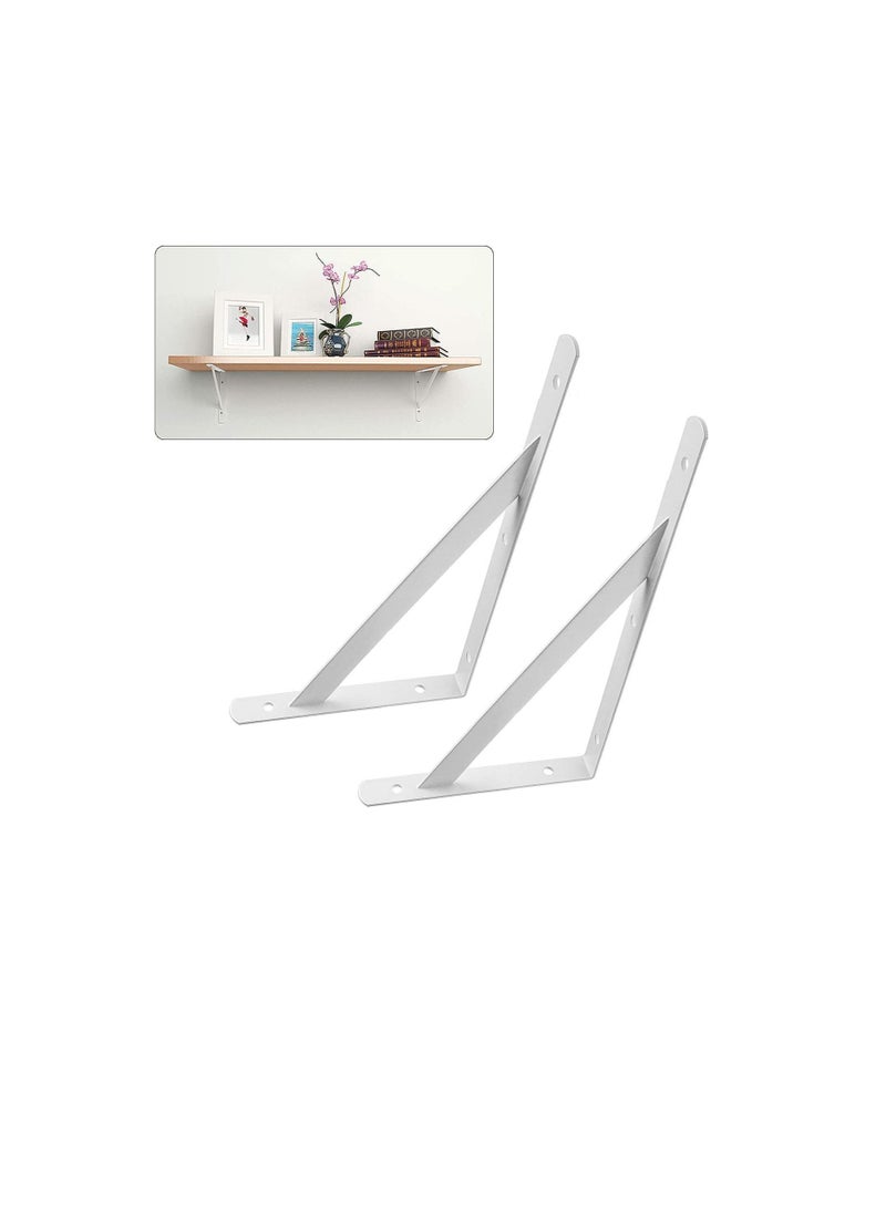 Heavy Duty One Pair Shelf Brackets 9" x 12", Floating Shelves Tripod Triangle Shelf L Brackets, 90 Degree Angle Wall Mounted Shelf Supporter Bracket Frame  - Image 3