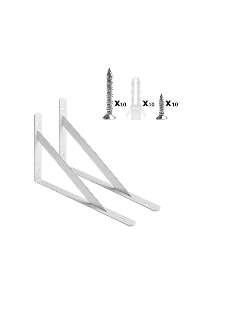 Heavy Duty One Pair Shelf Brackets 9" x 12", Floating Shelves Tripod Triangle Shelf L Brackets, 90 Degree Angle Wall Mounted Shelf Supporter Bracket Frame  - Image 1