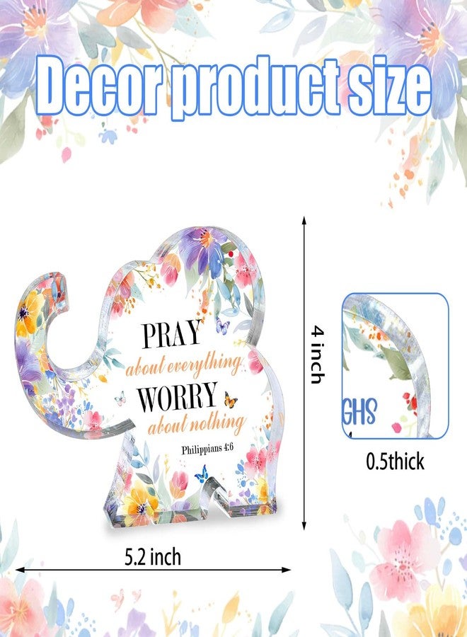 TAGDANK Christian Elephant Gifts for Women, Acrylic Inspirational Bible Verse Sign, Thank You Gift Appreciation Encouragement Gift for Coworker Teacher Friend, Prayer Room Office Decor - Image 2