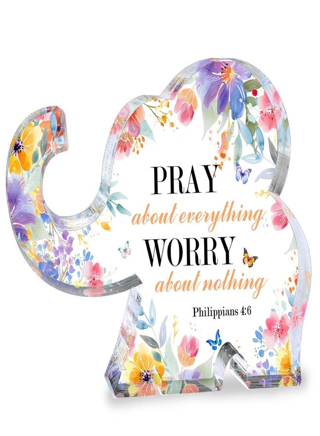 TAGDANK Christian Elephant Gifts for Women, Acrylic Inspirational Bible Verse Sign, Thank You Gift Appreciation Encouragement Gift for Coworker Teacher Friend, Prayer Room Office Decor - Image 1